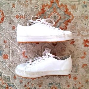 Keds White Leather Classic Laced Up Sneakers - Youth 4 - EUC